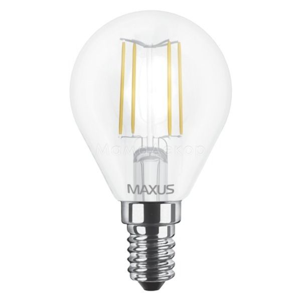 Лампа світлодіодна Maxus 1-LED-547-01 потужністю 4W. Типорозмір — G45 з цоколем E14, температура кольору — 3000K