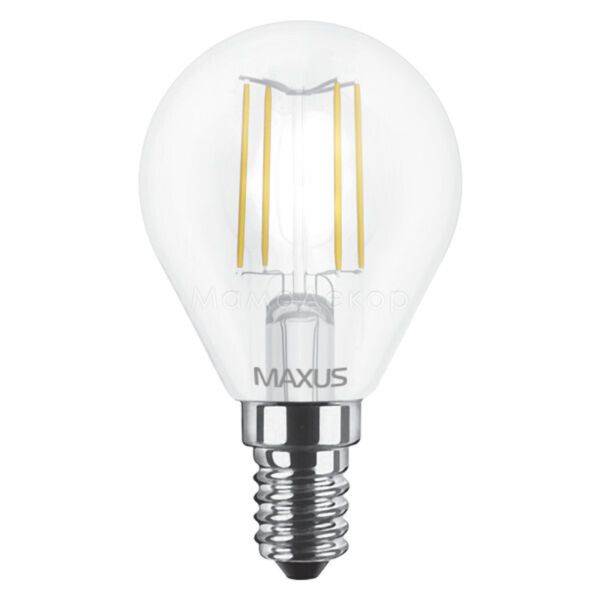 Лампа світлодіодна Maxus 1-LED-547 потужністю 4W з серії Filament. Типорозмір — G45 з цоколем E14, температура кольору — 3000K