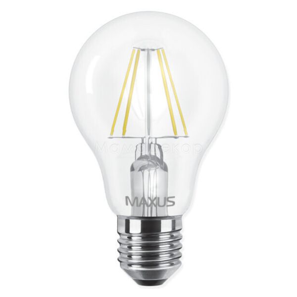 Лампа світлодіодна Maxus 1-LED-565 потужністю 8W з серії Filament. Типорозмір — A60 з цоколем E27, температура кольору — 3000K