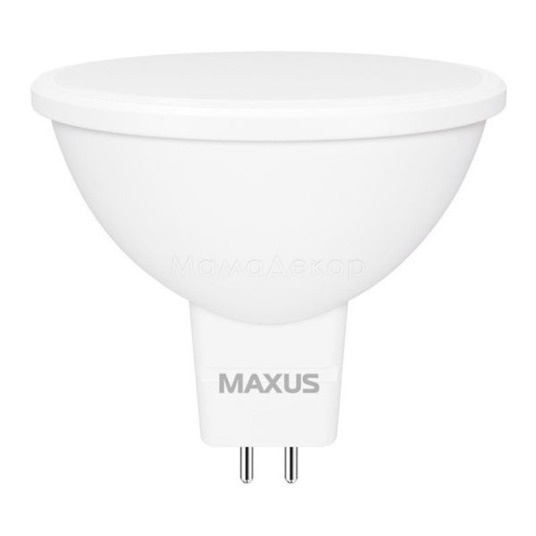 Лампа світлодіодна Maxus 1-LED-713 потужністю 5W. Типорозмір — MR16 з цоколем GU5.3, температура кольору — 3000K