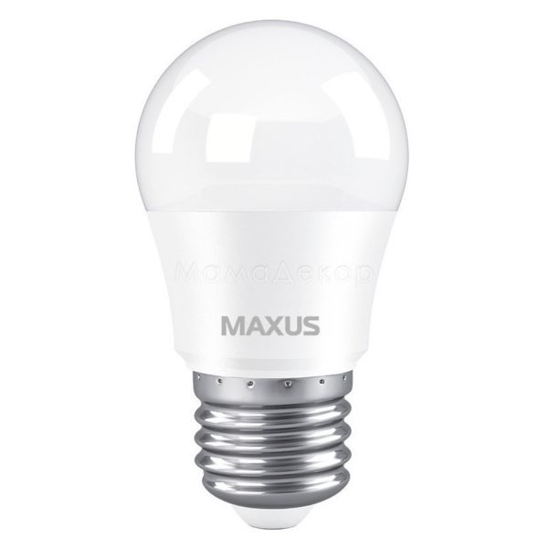 Лампа світлодіодна Maxus 1-LED-741 потужністю 5W. Типорозмір — G45 з цоколем E27, температура кольору — 3000K