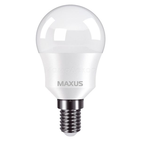 Лампа світлодіодна Maxus 1-LED-749 потужністю 8W. Типорозмір — G45 з цоколем E14, температура кольору — 3000K