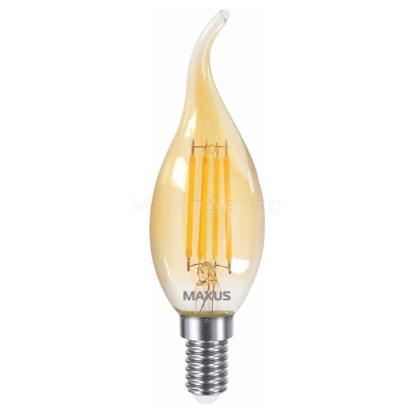Лампа світлодіодна Maxus 1-MFM-731 потужністю 4W з серії Filament. Типорозмір — C37 з цоколем E14, температура кольору — 2700K
