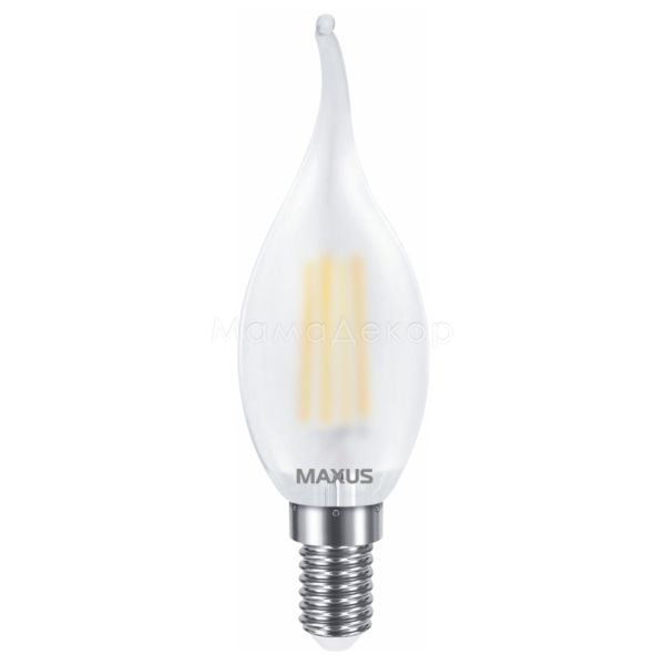 Лампа світлодіодна Maxus 1-MFM-732 потужністю 4W з серії Filament. Типорозмір — C37 з цоколем E14, температура кольору — 4100K