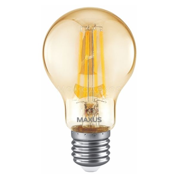 Лампа світлодіодна Maxus 1-MFM-761 потужністю 8W з серії Filament. Типорозмір — A60 з цоколем E27, температура кольору — 2700K