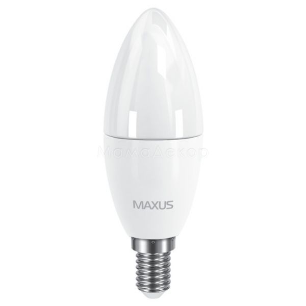 Лампа світлодіодна Maxus 2-LED-533 потужністю 6W. Типорозмір — C37 з цоколем E14, температура кольору — 3000K. У наборі 2шт.