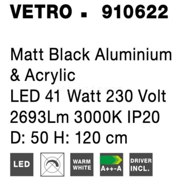 Зображення з інформацією про товар Nova Luce 910622 Vetro