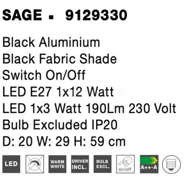 Зображення з інформацією про товар Nova Luce 9129330 Sage