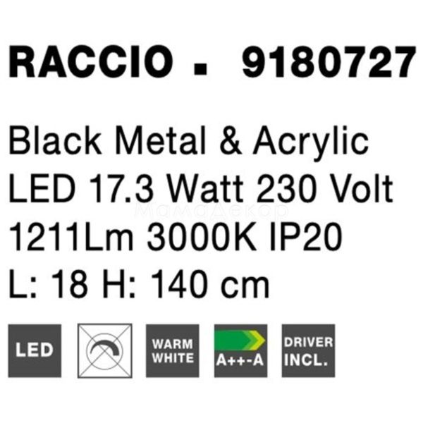Зображення з інформацією про товар Nova Luce 9180727 Raccio
