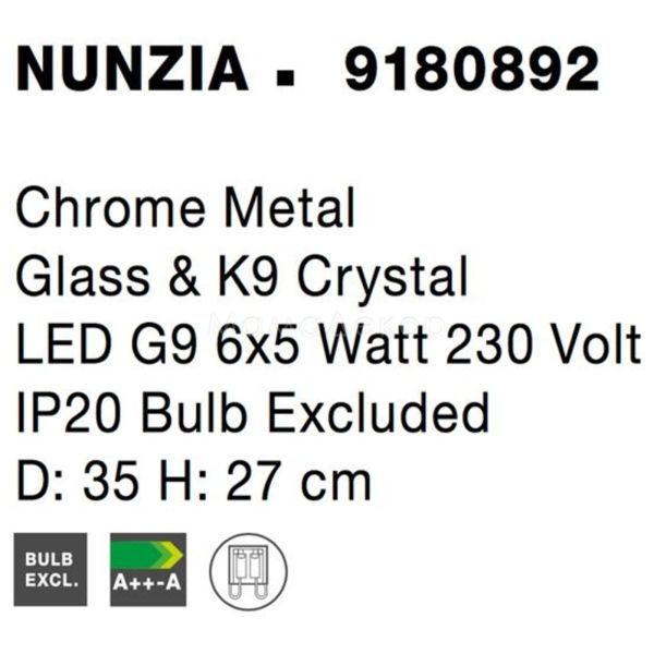 Зображення з інформацією про товар Nova Luce 9180892 Nunzia