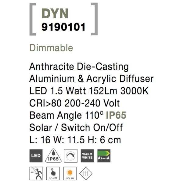 Зображення з інформацією про товар Nova Luce 9190101 Dyn