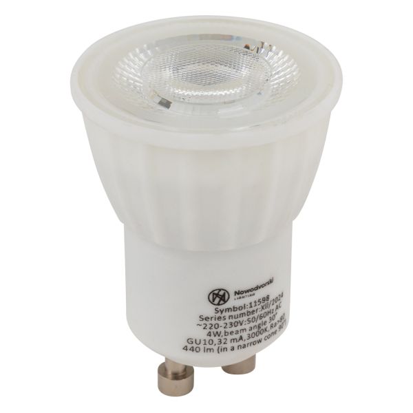 Лампа светодиодная Nowodvorski 11598 мощностью 4W из серии Bulbs And Tubes. Типоразмер — MR11 с цоколем GU10, температура цвета — 3000K