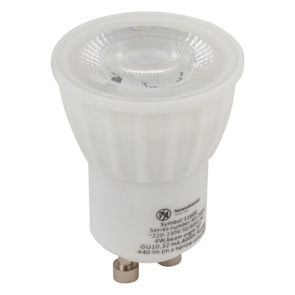 Лампа світлодіодна Nowodvorski 11600 потужністю 4W з серії Bulbs And Tubes. Типорозмір — MR11 з цоколем GU10, температура кольору — 4000K
