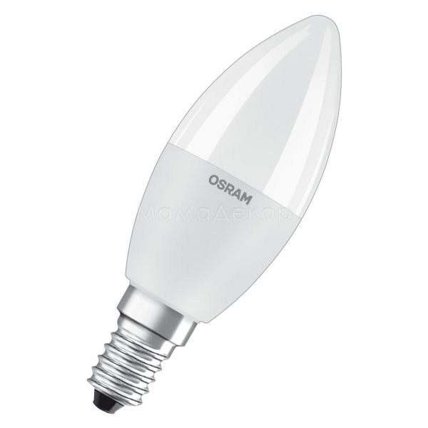 Лампа світлодіодна Osram 4052899326453 потужністю 5W з серії LED Value. Типорозмір — B40 з цоколем E14, температура кольору — 2700K