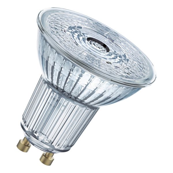 Лампа світлодіодна  сумісна з димером Osram 4052899390171 потужністю 5.5W з серії LED Superstar. Типорозмір — PAR16 з цоколем GU10, температура кольору — 2700K