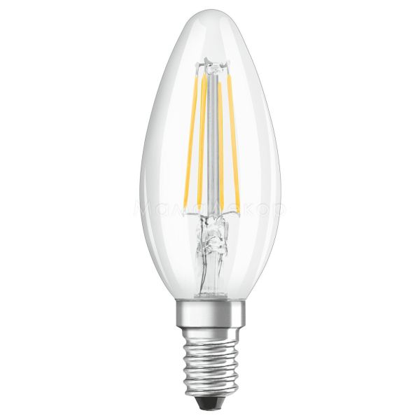 Лампа світлодіодна Osram 4058075068353 потужністю 4W з серії LED Star Filament. Типорозмір — B35 з цоколем E14, температура кольору — 2700K