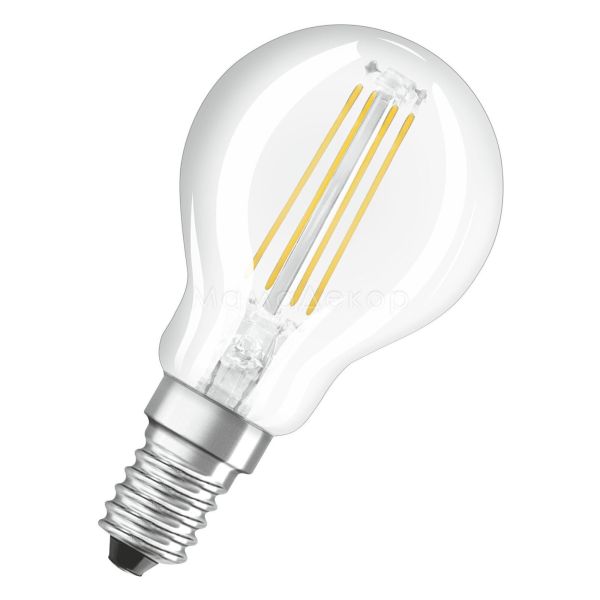 Лампа світлодіодна Osram 4058075112520 потужністю 4W з серії LED Value Filament. Типорозмір — P35 з цоколем E14, температура кольору — 4000K