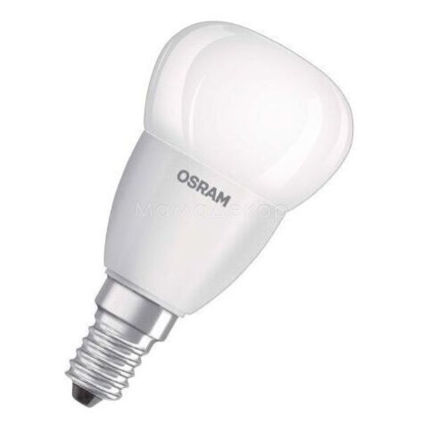Лампа світлодіодна Osram 4058075147898 потужністю 5W з серії LED Value. Типорозмір — P40 з цоколем E14, температура кольору — 2700K