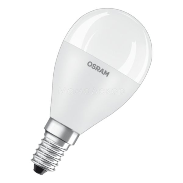 Лампа світлодіодна Osram 4058075152939 потужністю 7W з серії LED Value. Типорозмір — P60 з цоколем E14, температура кольору — 2700K