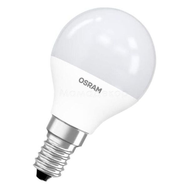 Лампа світлодіодна Osram 4058075210806 потужністю 8W з серії LED Star. Типорозмір — P45 з цоколем E14, температура кольору — 3000K