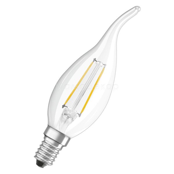 Лампа світлодіодна Osram 4058075212336 потужністю 5W з серії LED Star Filament. Типорозмір — BA35 з цоколем E14, температура кольору — 2700K