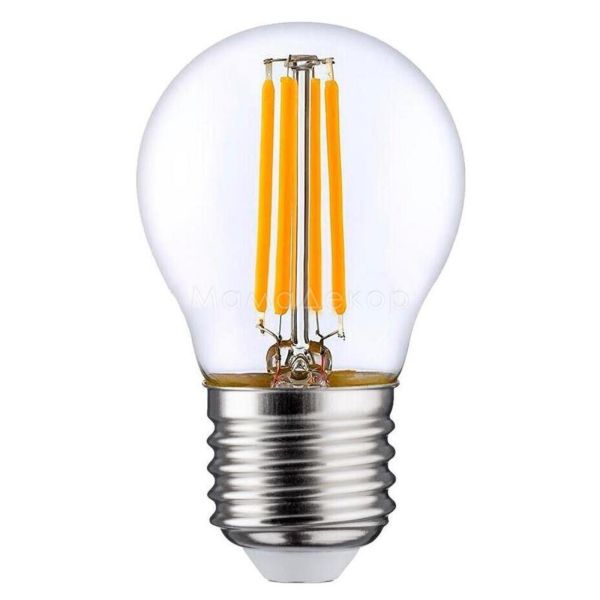 Лампа светодиодная Osram 4058075212510 мощностью 5W из серии LED Star Filament. Типоразмер — P45 с цоколем E27, температура цвета — 2700K