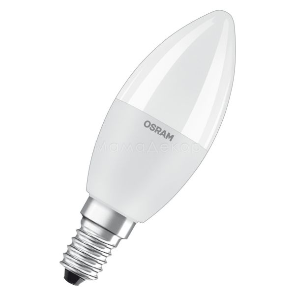 Лампа світлодіодна Osram 4058075475052 потужністю 8W з серії LED Star. Типорозмір — B40 з цоколем E14, температура кольору — 4000K