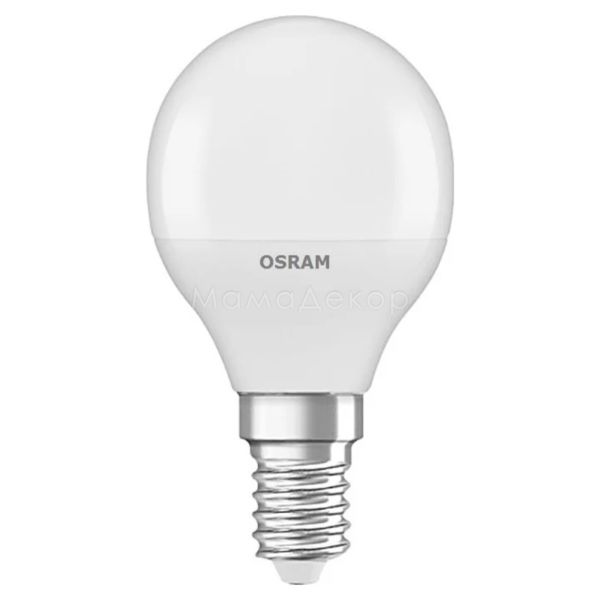 Лампа світлодіодна Osram 4058075475175 потужністю 8W з серії LED Star. Типорозмір — P45 з цоколем E14, температура кольору — 4000K