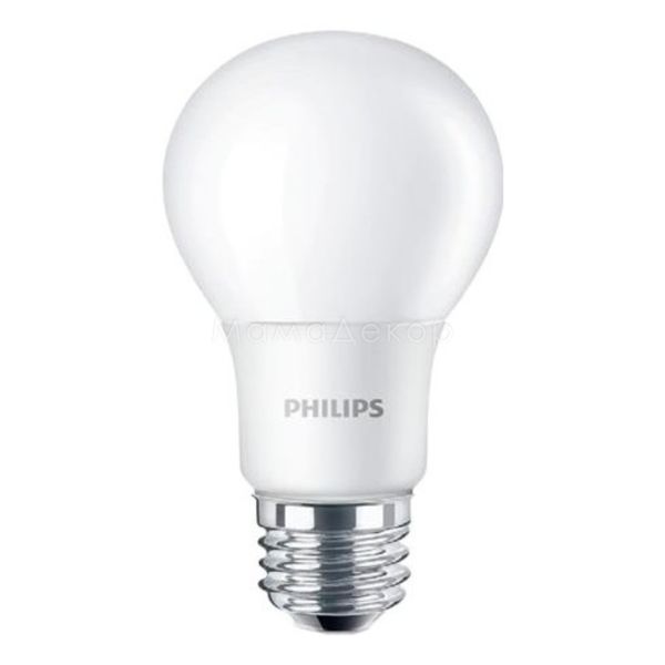 Лампа світлодіодна Philips 929001162007 потужністю 6W з серії LEDBulb. Типорозмір — A60 з цоколем E27, температура кольору — 3000K