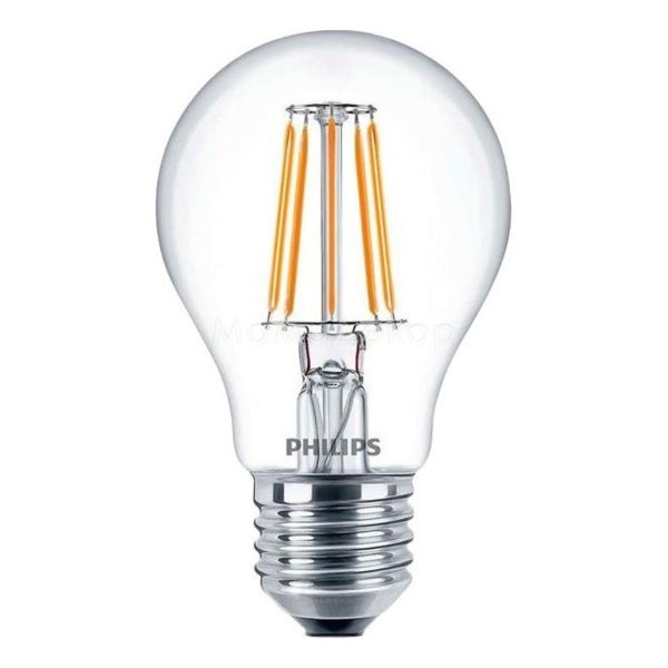Лампа світлодіодна Philips 929001180407 потужністю 4.3W з серії LED Filament. Типорозмір — A60 з цоколем E27, температура кольору — 2700K