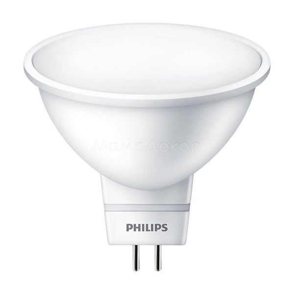 Лампа світлодіодна Philips 929001844608 потужністю 5W з серії Essential. Типорозмір — MR16 з цоколем GU5.3, температура кольору — 4000K