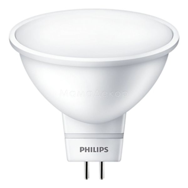 Лампа светодиодная Philips 929001844708 мощностью 5W из серии Essential. Типоразмер — MR16 с цоколем GU5.3, температура цвета — 6500K