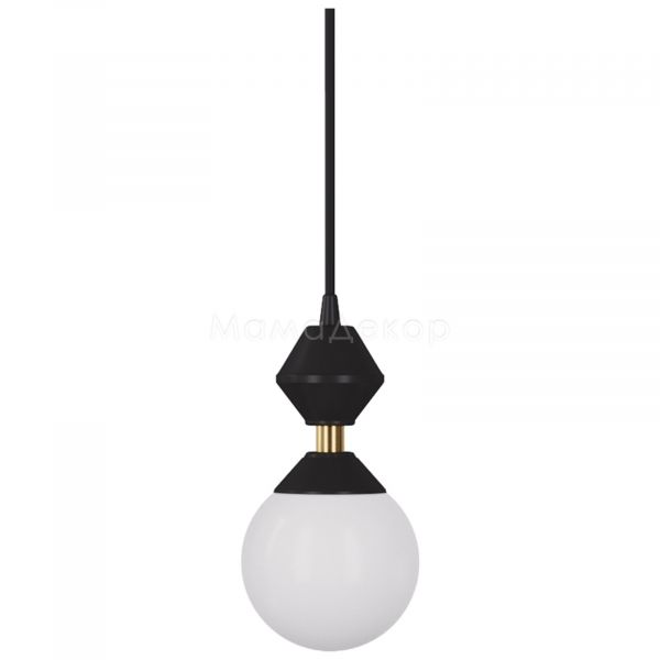 Підвісний світильник Pikart 4844-1 Dome, колір плафону — білий, чорний, золото, колір основи — чорний