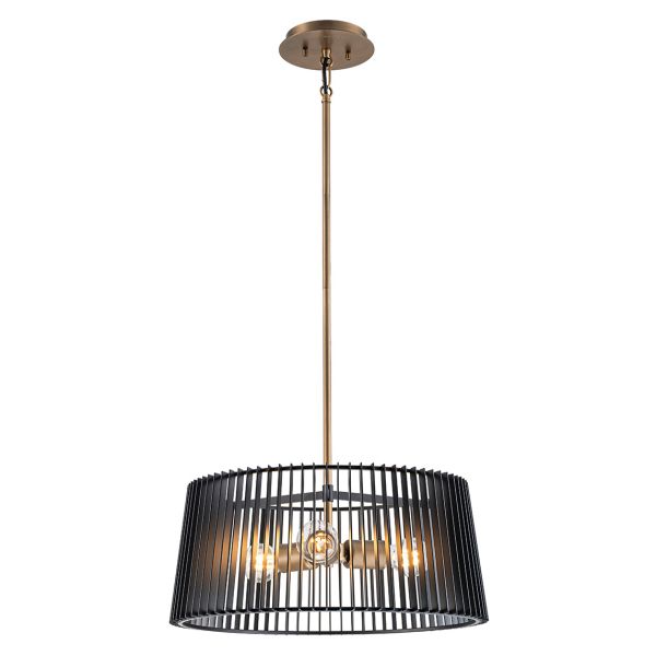 Підвісний світильник Quintiesse QN-LINARA-3P-BK Kichler Linara Linara 3 lt Pendant Black & Natural Brass
