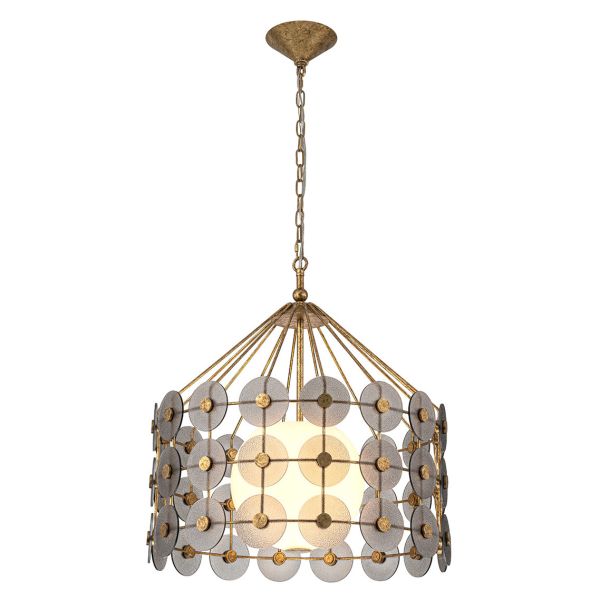 Подвесной светильник Quintiesse QN-MERIDIAN-3P-DG Meridian 3 lt Pendant Distressed Gold & Smoked Glass