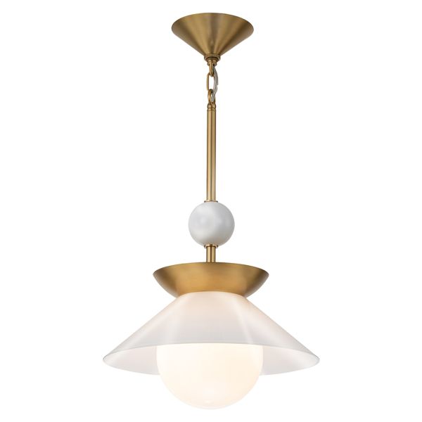 Подвесной светильник Quintiesse QN-SAUCER-1P-M-AB-OPAL Saucer 1 lt Medium Pendant Aged Brass