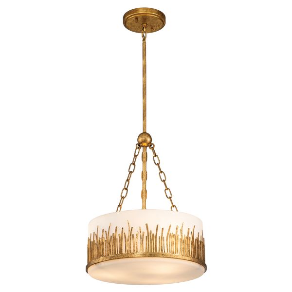 Подвесной светильник Quintiesse QN-SAWGRASS-2P-DG-O Sawgrass 3 lt Pendant Gold Leaf with Antique Glaze