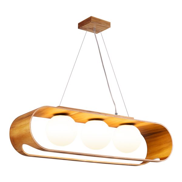Подвесной светильник Quintiesse QN-SFERA-3P-TEAK Accord Sfera Sfera 3lt Linear Pendant Light Teak Veneer
