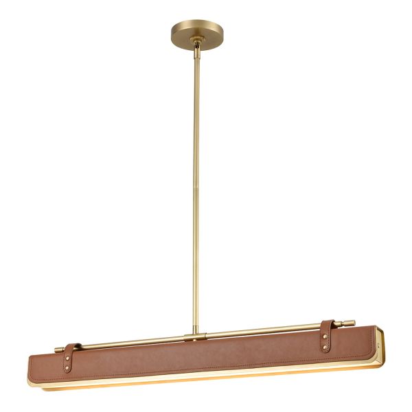 Подвесной светильник Quintiesse QN-VALISE-LP80-VBS-CL Alora Valise Valise LED Linear Pendant Vintage Brass/Cognac Leather
