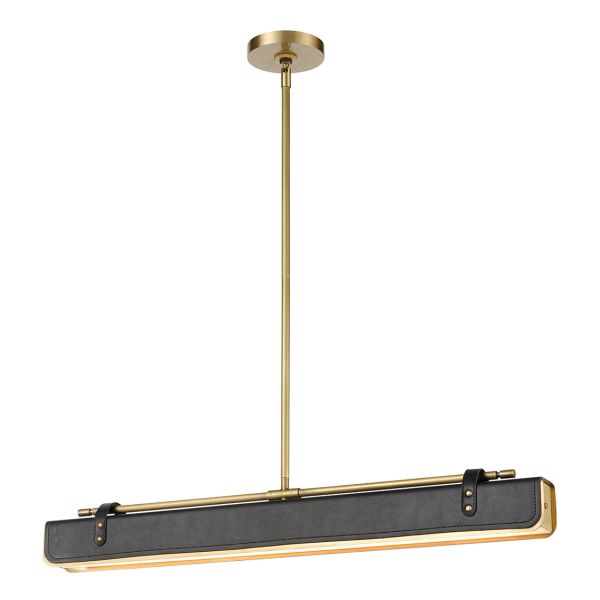 Подвесной светильник Quintiesse QN-VALISE-LP80-VBS-TL Alora Valise Valise LED Linear Pendant Vintage Brass/Tuxedo Leather