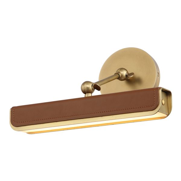 Підсвітка для картин Quintiesse QN-VALISE-PL-S-VBS-CL Alora Valise Valise Picture Small LED Picture Light Vintage Brass/Cognac Leather