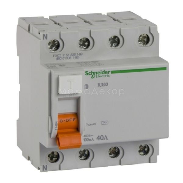 Выключатель дифференциального тока, УЗО Schneider Electric 11464 Домовой ВД63