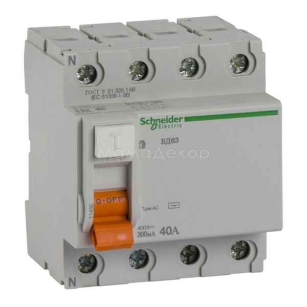 Выключатель дифференциального тока, УЗО Schneider Electric 11465 Домовой ВД63