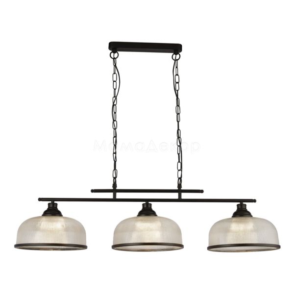 Подвесной светильник Searchlight 3593-3BK Highworth 3Lt Pendant - Black Metal & Holophane Style Glass