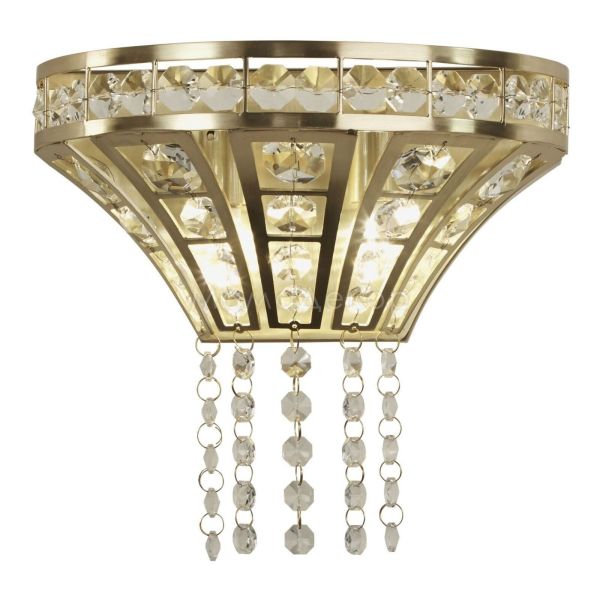 Бра Searchlight 68510-2SB Gemma 2Lt Wall Light - Satin Brass with Clear Crystal