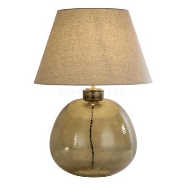 Настільна лампа Searchlight EU44651GR Zenith 1Lt Table Lamp, Green Glass with Natural Linen Shade