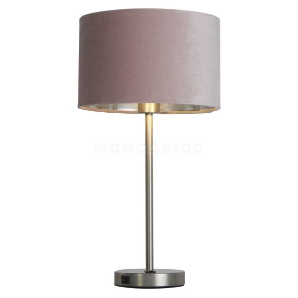 Настольная лампа Searchlight EU58911PI Finn Table Lamp - Satin Nickel, Pink Velvet Shade