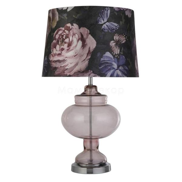 Настільна лампа Searchlight EU60875 Sanderson Table Lamp - Floral Print With Mauve Glass