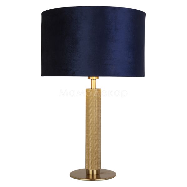 Настільна лампа Searchlight EU65721AZ London Table Lamp - Knurled Gold & Navy Velvet Shade