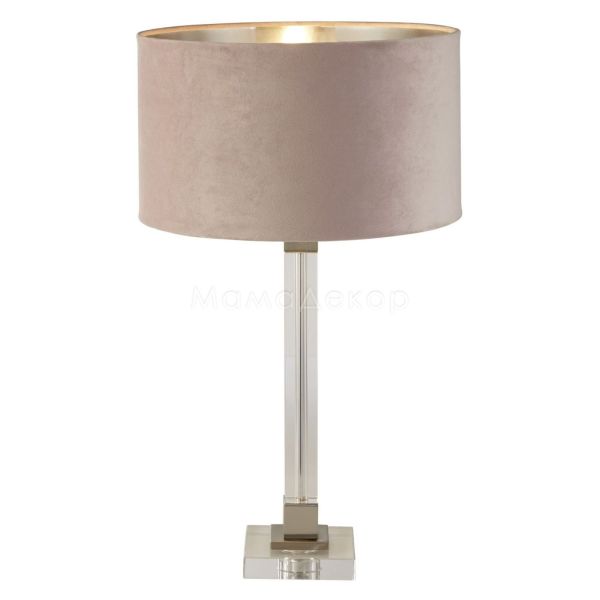 Настольная лампа Searchlight EU67521PI Scarborough Table Lamp-Crystal,Satin Nickel,Pink Velvet